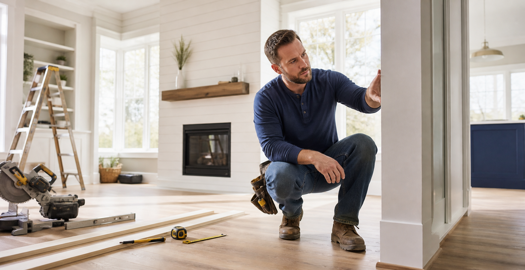 Contractor completing a home improvement renovation